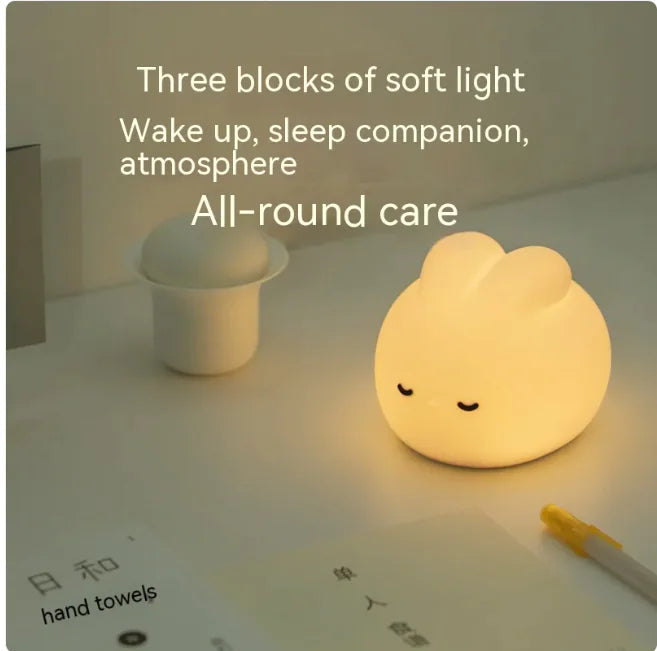 Simple Rabbit Silicone Night Light for Kids – USB Rechargeable Sleep Lamp