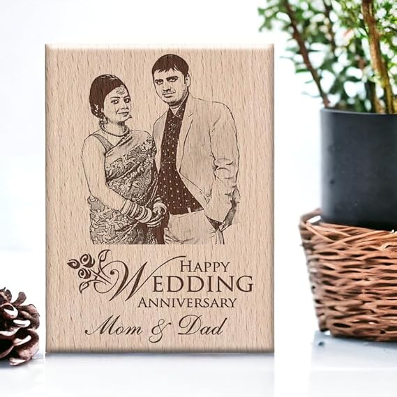 Excell Mart Anniversary Gift For Couple Special Personalized Engraved Photo Frame For Parents | Wife | Husband |